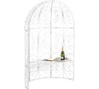 CLP Banc De Jardin Rosie Demi-Cercle I Banquette 2 Places avec Arche A Rosiers en Métal Stable I Demi-Gloriette pour Plantes Grimpantes, Couleur:Blanc Antique