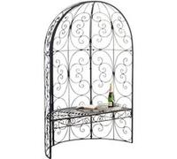 CLP Tonnelle Murale Rosie en Fer Forge, Demi-tonnelle Semi-Circulaire avec Banc Style Art Nouveau, Treillis pour rosiers et Plantes grimpantes, Couleur:Bronze