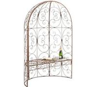CLP Banc De Jardin Rosie Demi-Cercle I Banquette 2 Places avec Arche A Rosiers en Métal Stable I Demi-Gloriette pour Plantes Grimpantes, Couleur:Marron Antique