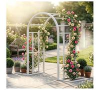 Arche À Rosiers Métal 140x230cm 260x230cm 340x230cm, Arceau De Jardin Autoportant, Treillis Et Support pour Plantes Grimpantes, Pergola Déco pour Extérieur Terrasse Mariage(White,W260*H230cm)