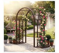 Arche À Rosiers Métal 140x230cm 260x230cm 340x230cm, Arceau De Jardin Autoportant, Treillis Et Support pour Plantes Grimpantes, Pergola Déco pour Extérieur Terrasse Mariage(Brown,W340*H230cm)