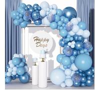 Arche Ballon Anniversaire Bleu, 110pc Kit Guirlande Décoration de Ballon Bleu Métallique, Bleubleu Ciel avec Confettis Ballons