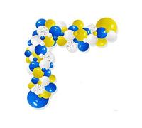 Arche Ballon Anniversaire FONGWAN 115 Ballons en Latex Confettis Bleu Jaune Blanc, pour Décorations de Fête, Mariage