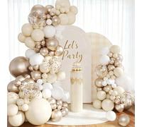 Arche Ballon Anniversaire Or Champagne - 114 Pièces Arche Ballon Beige Blanc Avec Ballons Confettis Champagne Or, Ballons Pour Anniversaire, Mariage, Bapteme, Fête Prénatale, Fiançailles Décoration