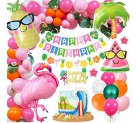 Arche Ballon Anniversaire Tropicaux, Hawaii Ballon Guirlande Arch Anniversaire Fille Tropicale Ballon Tropical Flamant Rose