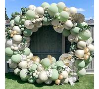 Arche Ballon Anniversaire Vert Et Or - 110pcs Guirlande Ballons Vert Olive Blancs Or, Verte Olive pour décoration anniversaire fille garçon, Green Baby Shower et Marriage Décor