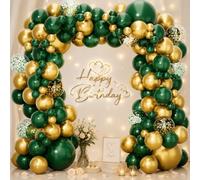 Arche Ballon Anniversaire Vert Foncé et Or, 110 Pièces Arche de Ballon Vert Or avec Confetti Dorés Ballons, Ballon Noel Guirlande pour Decoration Anniversaire Fête, Noël, Mariage, Baptême, Nouvel An