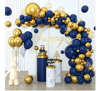 Arche Ballon Bleu Or,114 Pcs Ballons Anniversaire,Guirlande De Ballons Bleu Marine,Ballon Bleu Or Pour Decoration Anniversai[CA60]