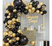 Arche Ballon Noir et Or, 115pcs Ballons Helium Anniversaire avec Ballons Boir et Doré, Guirlande Balloon Black et Doré pour Remise de Diplômé Decoration Anniversaire Fete Baby Shower Mariage Retraite