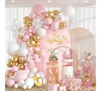 Arche Ballon Rose Or blanc,110 Pièces Arche Ballon Anniversaire Rose Pastel