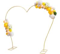 Arche de ballons en forme de cœur Arche de mariage - Support métallique - 2,65 × 2,35 m - Acier au carbone - Peinture cuite au four - Socle 25 × 55 cm - Charge maximale env. 8 kg - Or