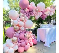 Arche de Ballons Rose -Métal Champagne Or 122 Pièces-Arche de Décoration pour Evénements spéciaux - Baby Shower, Anniversaire, Mariage et Baptême -Zenda club® (Rose -Métal Champagne Or)