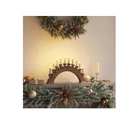 vidaXL Arche de Bougies de Noël avec 10 Bougies LED Marron, Salon, déco Traditionnelle, scène de Noël, Arche de Bougie LED, Bois de pin, Ambiance Festive, lumière Blanche Chaude