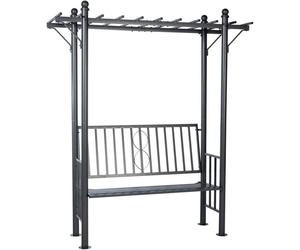 Arche de jardin avec banc, modèle Luvio, couleur anthracite, avec structure métallique