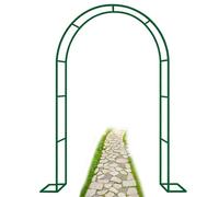 Arche de Jardin avec Base, Treillis Pergola en Métal, Support pour Plantes Grimpantes Extérieure et Décoration de Fête, Cadre de Fond Floral Facile À Assembler(Green,180 * 250 * 25cm)