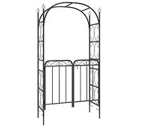 Arche de jardin avec portail, noir, 108 x 45 x 235 cm, acier revêtu par pulvérisation, arche de roses, pergola, treillis, plante grimpante, aide pour jardin, entrée, terrasse