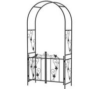 Outsunny Arche de Jardin en Acier, Arceau à rosiers avec Double Porte, pour Plantes grimpantes, rosiers, vignes de glycine, pour décoration de cérémonie, 107 x 45 x 217 cm, Noir