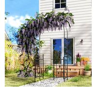 Arche de jardin en acier arceau à rosiers avec double porte pour décoration de cérémonie 107 x 45 x 217 cm noir