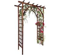 Arche de jardin en bois - Style pergola - Support pour plantes grimpantes - Surface plate et incurvée - Aspect teck - 118,5 x 55,5 x 18,5 cm