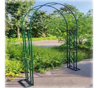 Arche de jardin en métal, 140-340 cm, treillis réglable pour roses grimpantes, support de plantes grimpantes et de vignes, décoration de mariage et de parent, vert (340 x 230 x 40 cm)
