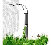 Arche de jardin en métal de 2,4 m de haut, pergola, demi-arche pour plantes grimpantes, décoration extérieure, montage mural (couleur : noir, taille : L 150 x H 240 cm)
