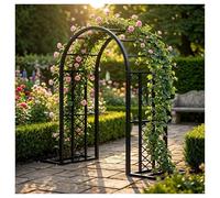 Arche De Jardin en Métal Fer Antirouille pour Plantes Grimpantes Et Rosiers, Tonelle Treillis Arche De Mariage, Fêtes Et Décorations Extérieures W140/180/220/260/300/340cm(Black,W220*H230cm)