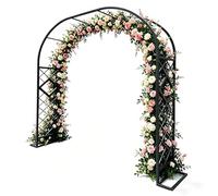 Arche De Jardin en Métal Robuste - Grande Tonnelle pour Rosiers Grimpants, Support pour Arcade De Rosier, Structure Métallique Extérieure Solide avec Bases(Black,2.6 * 2.30m/8.5 * 7.5ft)