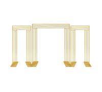 Arche de Jardin Étagère De Fond D'écran Carrée Brillante Arche Mariage Support Porte Fleur Géométrique Plaqué Or Cadre Décoration Florale Artificielle(Style B 3pcs)