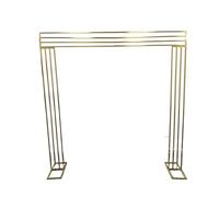Arche de Jardin Étagère De Fond D'écran Carrée Brillante Arche Mariage Support Porte Fleur Géométrique Plaqué Or Cadre Décoration Florale Artificielle(B 2.2m x 2m 1pcs)