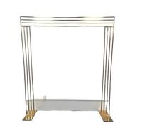 Arche de Jardin Étagère De Fond D'écran Carrée Brillante Arche Mariage Support Porte Fleur Géométrique Plaqué Or Cadre Décoration Florale Artificielle(A 2.2m x 2m 1pcs)
