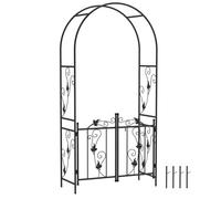 Outsunny Arche de Jardin en Acier, Arceau à rosiers avec Double Porte, pour Plantes grimpantes, rosiers, vignes de glycine, pour décoration de cérémonie, 107 x 45 x 217 cm, Noir