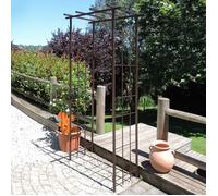 Arche de jardin pergola en fer vieilli tubes carrés petit modèle + 4 supports poteaux à enfoncer