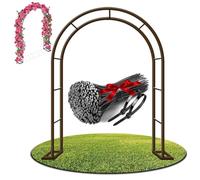 Arche de Jardin Robuste 2,4 m - Treillis pergola en métal pour Plantes grimpantes, Roses et Fleurs - Décoration de Mariage en extérieur, Structure de Support pour tonnelle (Marron, L 240 x H