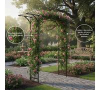 Arche de jardin, structure métallique, design élégant, vert militaire