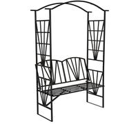 Arche de jardin - TECTAKE - Arche de jardin en acier pour plantes grimpantes et rosiers avec banc, 114 x 42 x 210 cm - Noir