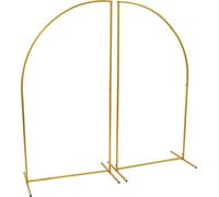 Arche de mariage à double porte - Arche métallique décorée de ballons et de fleurs - 1,8 m - Pour mariages, fêtes et anniversaires - Dorée