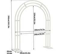 Arche de mariage - Arche décorative en métal - 200 x 60 x 260 cm XXL - Pergola de jardin autoportante pour cérémonie de mariage et réception - Blanche