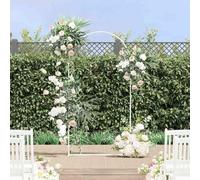 Arche de mariage blanche en acier 100 x 39 x 200 cm autoportante pour jardin et terrasse, idéale comme arche de roses, pergola, treillis et décoration pour événements en plein air et célébrations