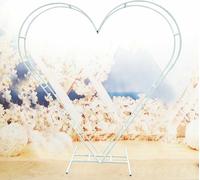 Arche de mariage en forme de cœur arc ballon en métal stand d'anniversaire de fête de mariage décor 2,05m blanc