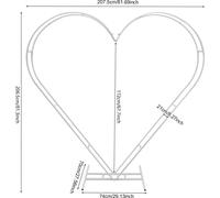 Arche de mariage en forme de cœur - Support arrière - Acier au carbone - Résistant à la rouille - Dimensions 207,5 × 206,5 cm - Socle 74 × 70 cm - Charge maximale 10 kg - Taille M - Blanc