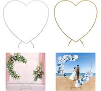 Arche de mariage en forme de cœur - Support de fond - Cadre métallique - Autoportant - Pour ballons & fleurs - Fond de fête et de photo - Blanc