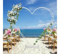 Arche de mariage en forme de cœur - Support en acier pour ballons et fleurs - Environ 2,1 m - Hauteur intérieure 1,76 m - Socle 75×70 cm - Charge maximale 10 kg - Blanc
