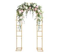 Arche de mariage en métal doré 131 x 219 cm | Forme d'arche double couche avec pieds stables pour anniversaire, fête, mariage, cérémonie, ballon de fleur