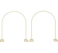 Arche de mariage en métal - Lot de 2 supports d'arche - Hauteur : 2,4 m - Arche de mariage rustique - Arche à ballons et toile de fond pour la décoration de fête - Dorée
