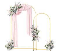 VEVOR Arche de Mariage Lot de 2 Support de Fond Arche 2,2 m et 1,8 m pour Décoration de Mariage, Anniversaires, Remises de Diplômes, Fêtes, Cérémonies, Célébrations, Structure Stable en Métal, Doré