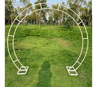 Arche de Mariage Ronde en Métal Rosiers Treillis en Fer Antirouille avec Base Support de Plantes grimpantes Extérieur Fête Cérémonie Décoration Arche à Ballons(Blanc,240 * 200cm/94 * 78in)