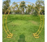 Arche de Mariage Ronde en Métal Rosiers Treillis en Fer Antirouille avec Base Support de Plantes grimpantes Extérieur Fête Cérémonie Décoration Arche à Ballons(Gold,320 * 280cm/125 * 110in)
