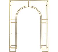 Arche de mariage - Support rectangulaire avec arche intérieure - Acier au carbone - 1,8 x 2,4 m - Capacité de charge : 20 kg - Décoration de fond pour l'intérieur et l'extérieur - Doré