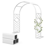 Arche Décorative pour Jardin avec Treillis Losange, Arceau De Jardin en Acier Tube Carré, Arceau à Rosiers Plante Grimpante, Stable Et Durable pour Extérieur Cour Mariage(White,W180*H230cm)