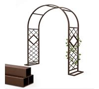 Arche Décorative pour Jardin avec Treillis Losange, Arceau De Jardin en Acier Tube Carré, Arceau à Rosiers Plante Grimpante, Stable Et Durable pour Extérieur Cour Mariage(Brown,W180*H230cm)